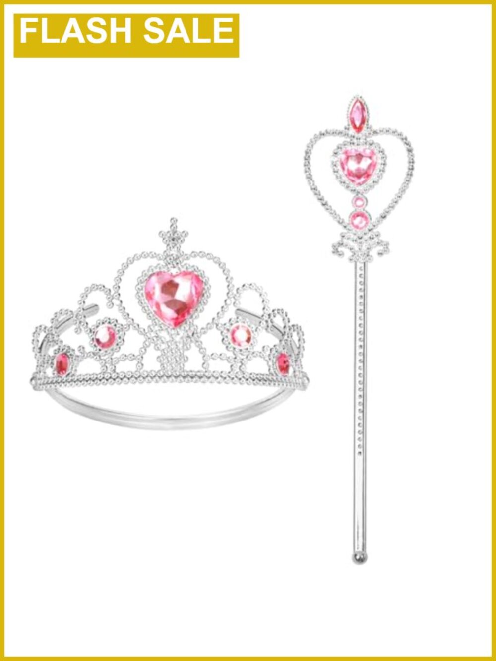 Girls Princess Costume Tiara and Wand Set Pretend Play Accessory